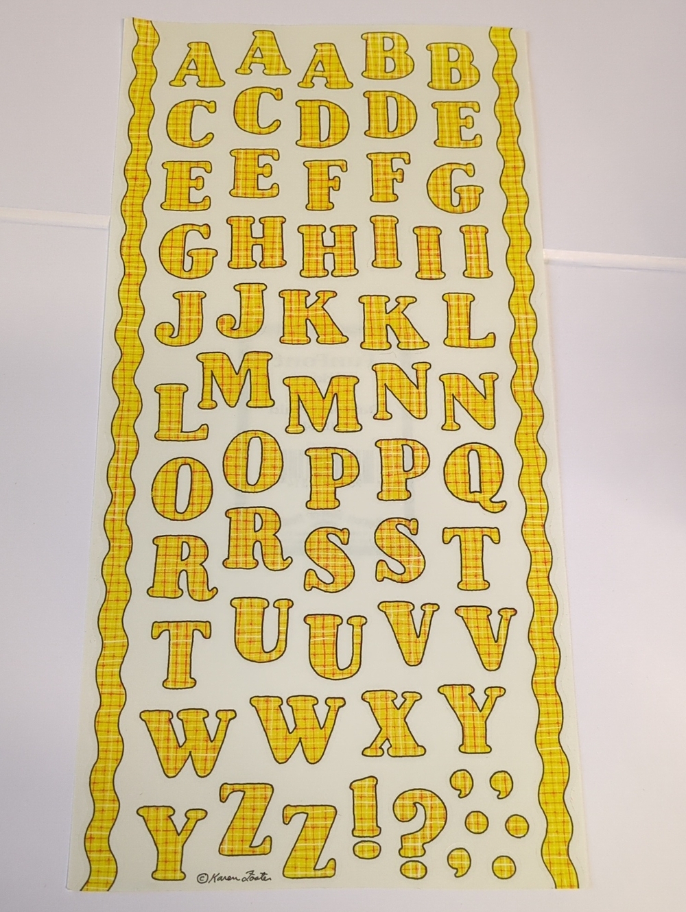 ☀️ VTG Karen Foster Design Daffodil Plaid #10314 FunFont Stickers